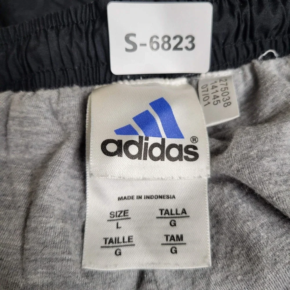 VINTAGE Adidas Men Activewear Pants L Black Logo Embroidery Y2K READ
